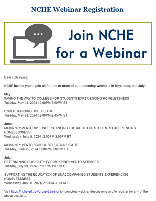NCHE Webinar Registration